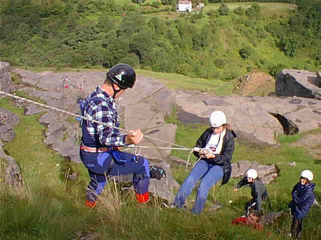 Abseiling at Moorlais Quarry, Mid Wales