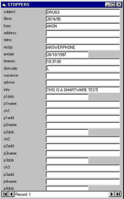  A completed converted Smartware form.